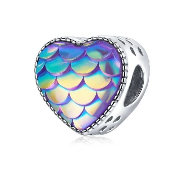 925 Iridiscent Mermaid Sterling Silver Charm - Picture 1 of 9
